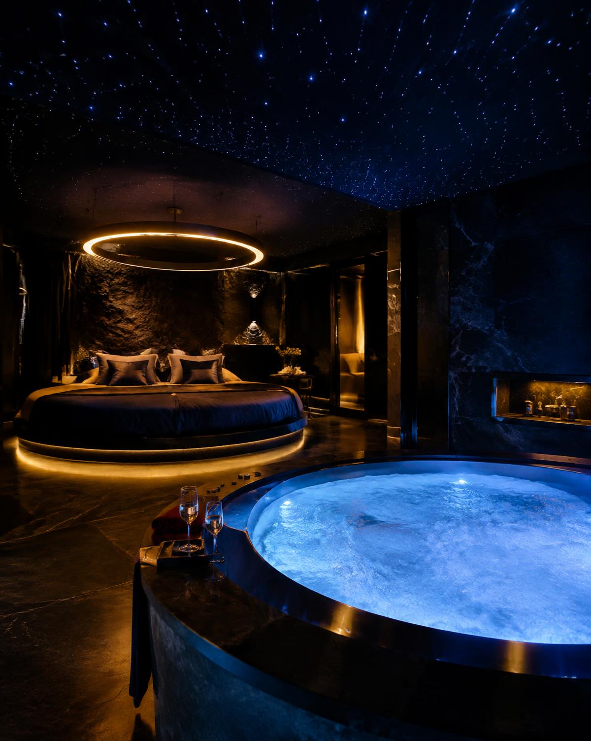 Chambre Éclipse avec jacuzzi et plafond étoilé