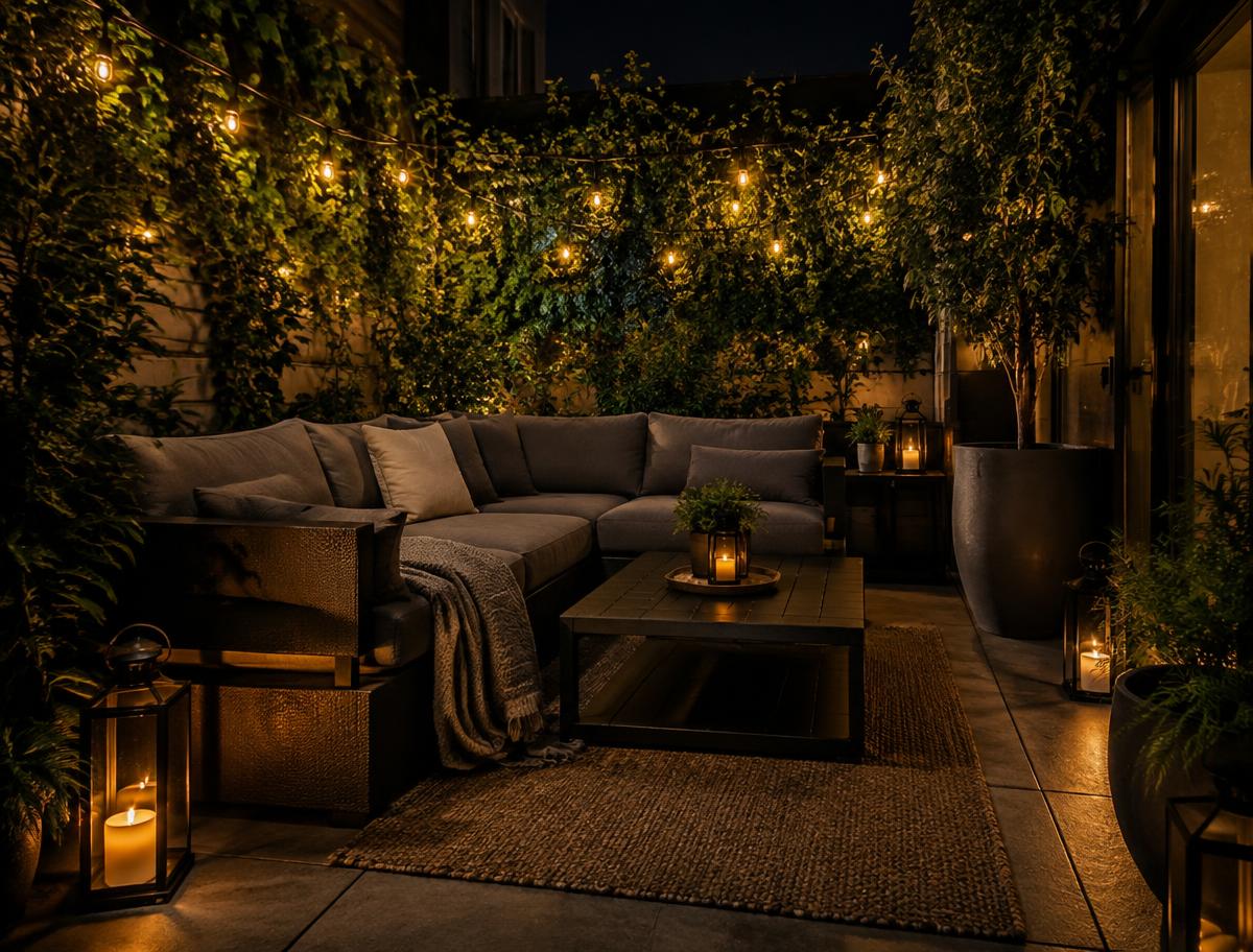 Terrasse végétale de nuit